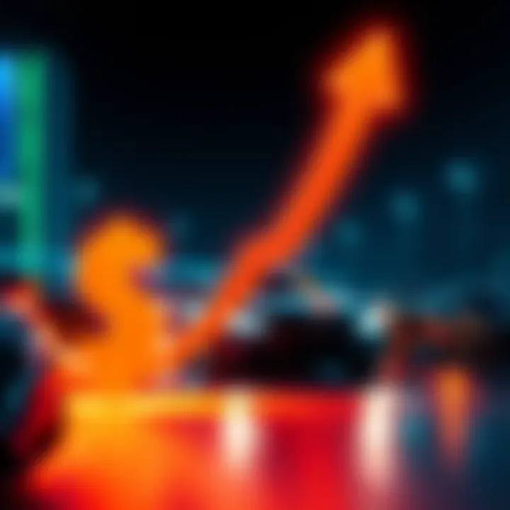 Graphic showing the $POWSCHE token symbol with an upward arrow and luxury cars in the background to represent growth and community.